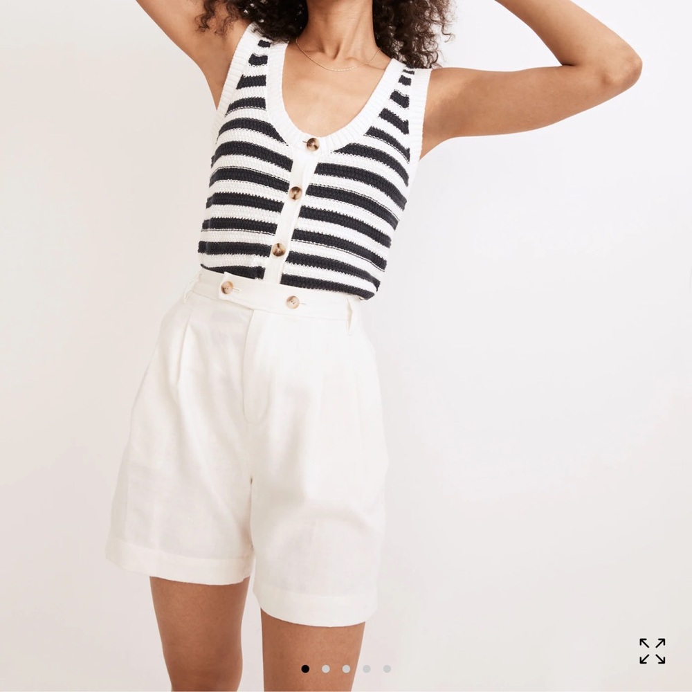 Madewell Clarke Pleated Shorts in Travel Linen-Blend in bright ivory - 6